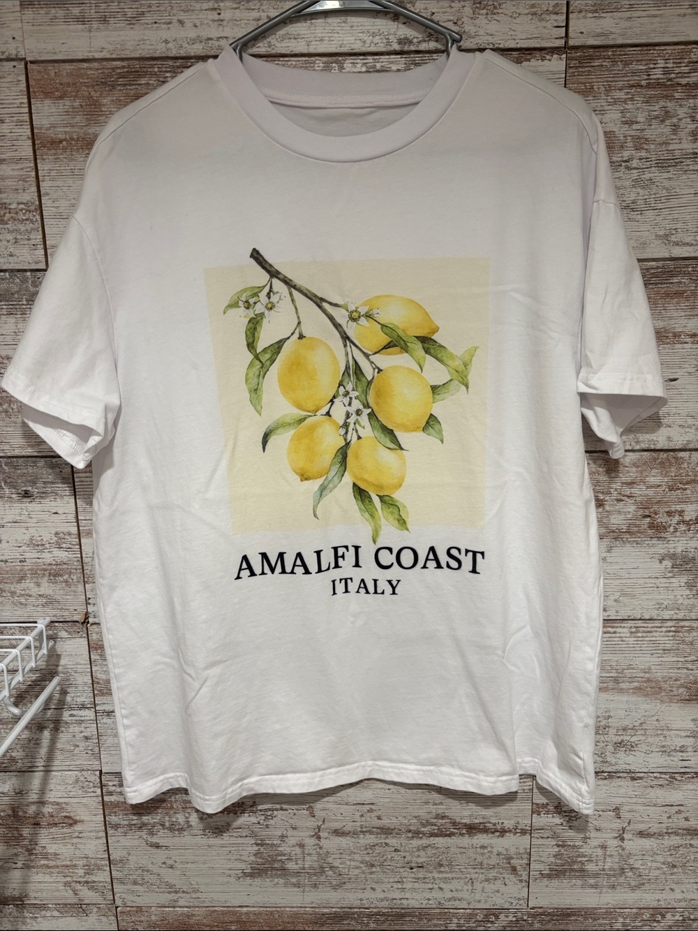 Commense White Tee with Yellow Lemon Branch Graphic